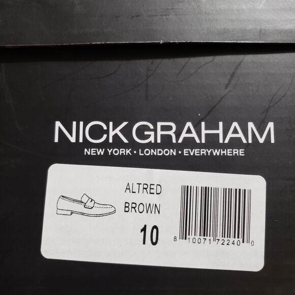 Nick Graham Altred Penny Loafers 10M Men's Brown Faux Suede Slip On Event Preppy - Picture 12 of 13